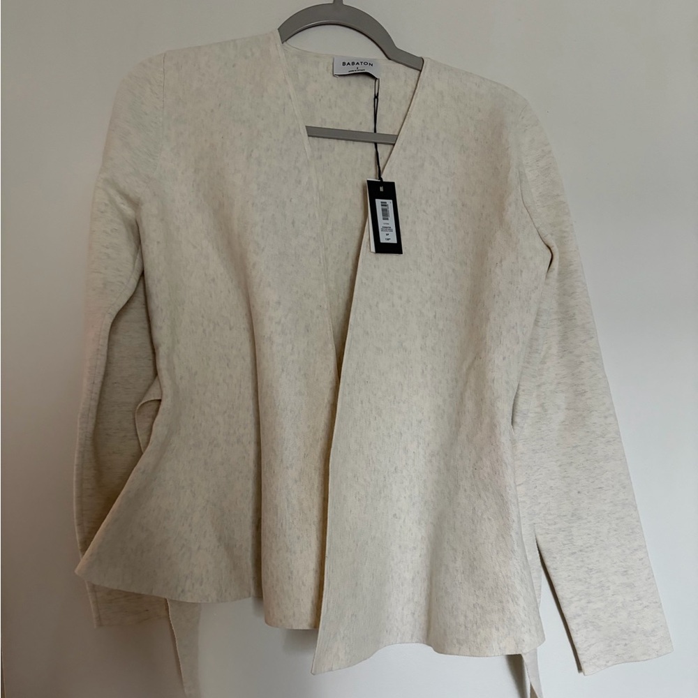 Aritzia Cream Wrap Tie Waist Sweater - Picture 6 of 6
